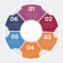 Minimal 6 Steps Circular Ring Infographic Template for Business Process and Data Visualization
