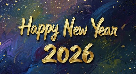 Happy New Year 2026 Celebration Background with Glittering Confetti