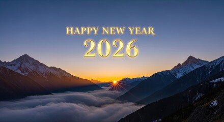 Happy New Year 2026 Majestic Mountain Sunrise Celebration