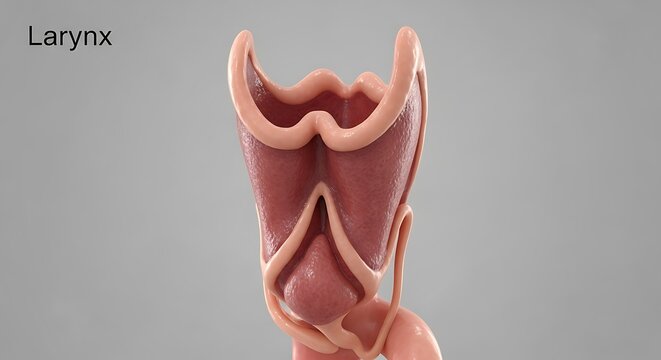 Human larynx voice box internal structure anatomical illustration respiratory system biology render