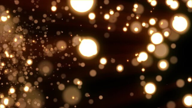 Loop animation of a luminous Christmas shooting star with a tail of golden particles on a black background