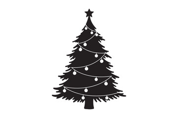 Obraz premium Christmas Tree silhouette vector illustration, Set of Christmas Tree silhouette vector , Christmas Tree silhouette bundle 