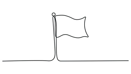 Flag continuous one line drawn. Flag line art. Hand drawn vector art.
