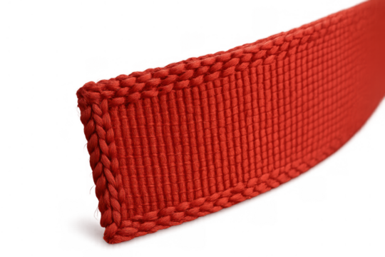 Red knitted fabric texture macro with a woven border on transparent background for textile design and craft - Powered by Adobe