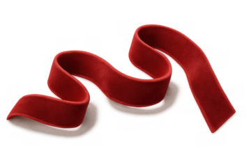 Wavy velvet red ribbon celebrating christmas, holidays, gifts, and promotions with elegant flowing textile design