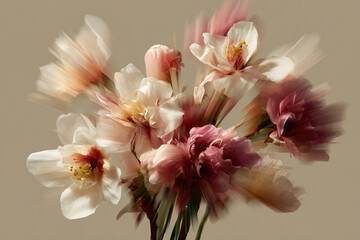 Background with beautiful blooming flowers, motion blur effect