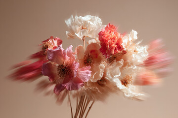 Background with beautiful blooming flowers, motion blur effect