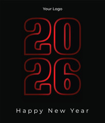 Happy new year vector illustration design featuring a neon light alphabet text and colorful 3D numbers for a new year celebration