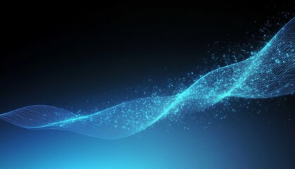 Elegant digital blue mesh waves flow, creating a captivating backdrop of technology and innovation.