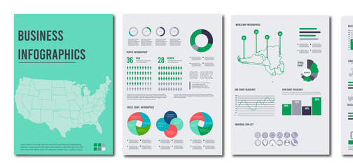 Collection of infographic templates - graphs and chart, timelines, steps and options, percent, presentation, people infographics, vector illustration
