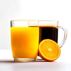 Jus d'orange et café dans mug