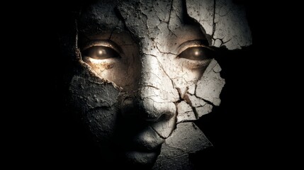 Dark face full of secrets and fear.