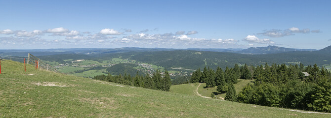 Paysage de montagne à Metabief dans le Jura en France