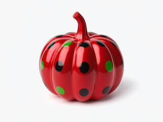 Vibrant Red Pumpkin with Black and Green Polka Dots—Pop Art Holiday Decor