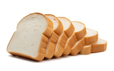 Slices of White Bread Stacked in a Row for Sandwiches and Toast Breakfast Food Background