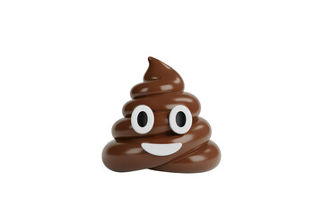 3D Poop Emoji with Happy Face Transparent Background