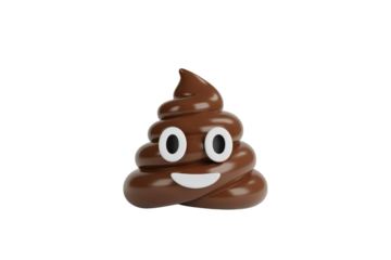 3D Poop Emoji with Happy Face Transparent Background