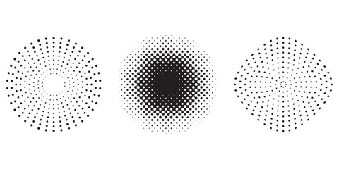 Abstract halftone dot patterns, various radial gradient designs