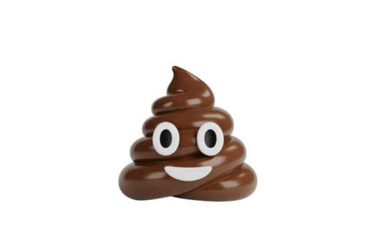 3D Poop Emoji with Happy Face Transparent Background