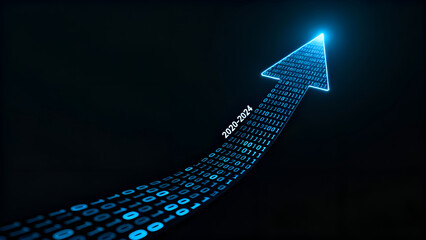 Digital Growth Arrow with Binary Code