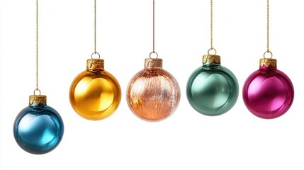 Obraz premium hanging colorful baubles isolated on transparent background png se of