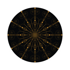 Golden Mandala on Black Circle