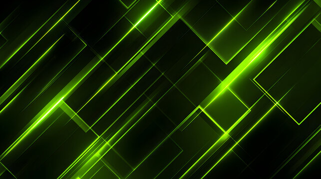 Stunning neon green lines create a dynamic abstract background with modern geometric shapes and vibrant light effects, perfect for tech and design projects