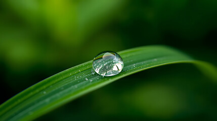 Macro Photography of Water Droplet on Green Leaf, Symbol of Nature&rsquo;s Purity and Freshness