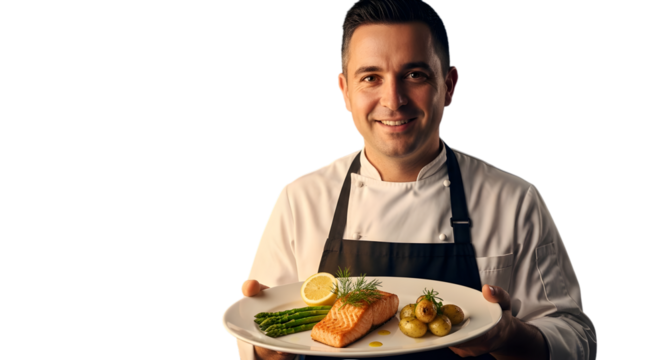 Chef Standing and Smiling for Culinary Concept