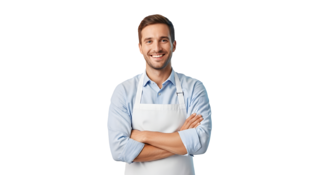 Happy Chef Posing Confidently in Studio on white Background