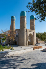 Chor Minor Mosque with Four Turquoise Domed Minarets in Bukhara - Uzbekistan