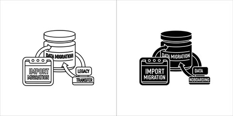 Data migration icon showing database and import process