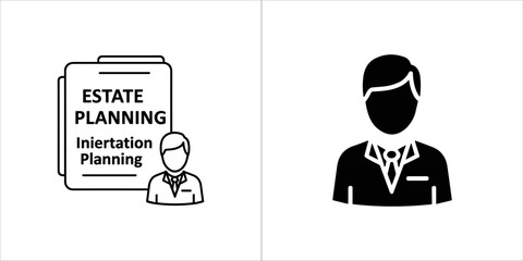 Estate planning icon with document and person