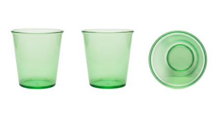 Green Glass Cups Collection Modern Drinkware Still Life Refreshments Beverages Kitchenware on transparent background