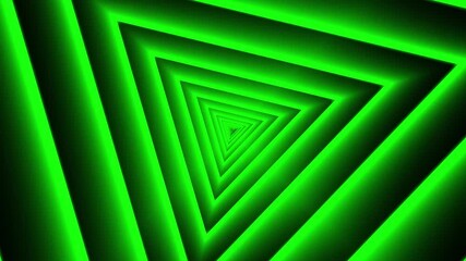 Abstract neon green triangle tunnel with glowing light depth and futuristic geometric background - Powered by Adobe