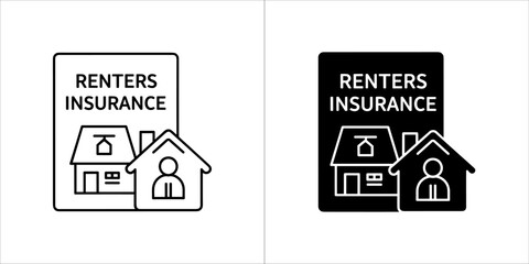 Renters insurance icon with house and person symbol
