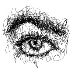 Scribble eye sketch vector illustration