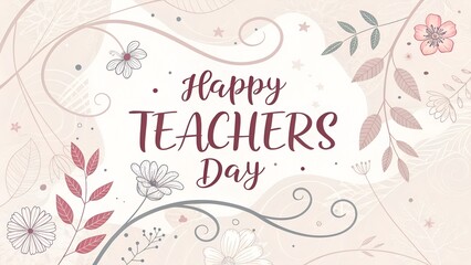 Obraz premium Happy teachers day with abstract floral background
