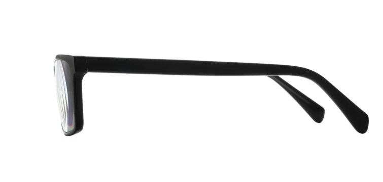 Black glasses isolated on white background, clipping path, side view