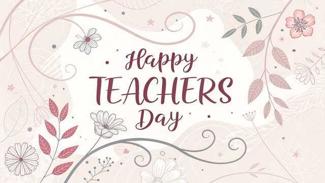 Happy teachers day with abstract floral background