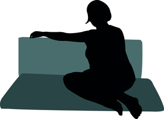 a woman sitting body silhouette vector