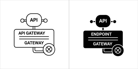 Api gateway concept with endpoint and connection symbols