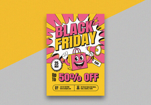 Black Friday Sale Poster Template With Bold Comic Style