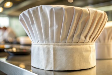 Chef Hat on a Kitchen Counter at a Culinary School During a Cooking Class
