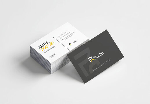 Top View Business Cards Mockup