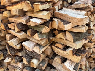 Stacked Firewood Close-Up Background