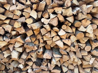 Stacked Firewood Close-Up Background
