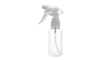 Clear plastic spray bottle with trigger sprayer transparent isolated on a transparent background