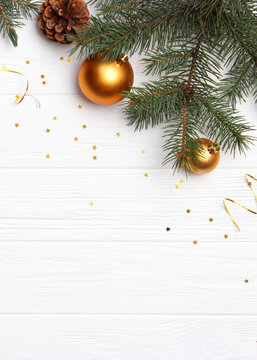 Christmas background in the style of minimalism top view with place for text.. Vertical photo format