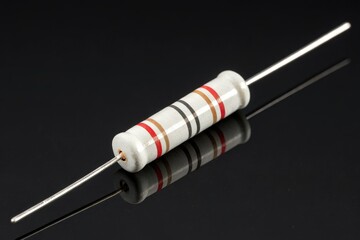 A Single Resistor Lies on a Reflective Black Surface